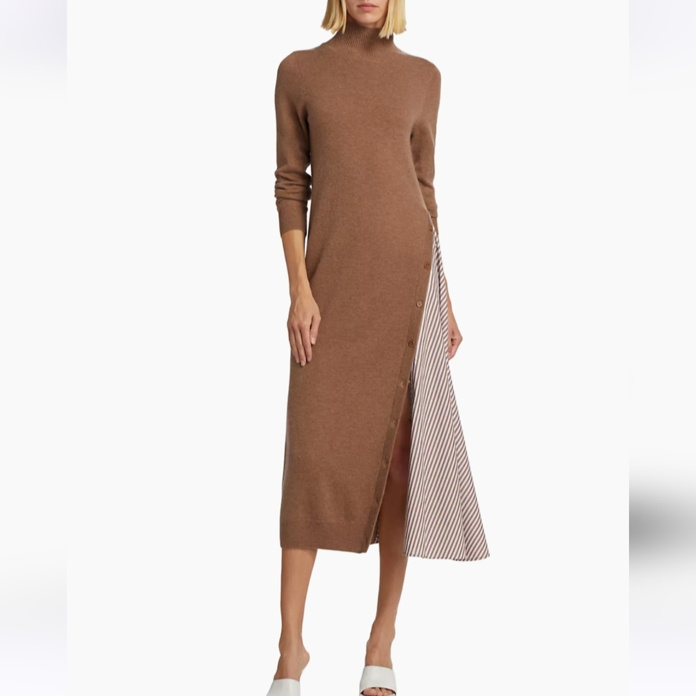 Naadam Wool-Cashmere Hybrid Turtleneck Midi-Dress XS